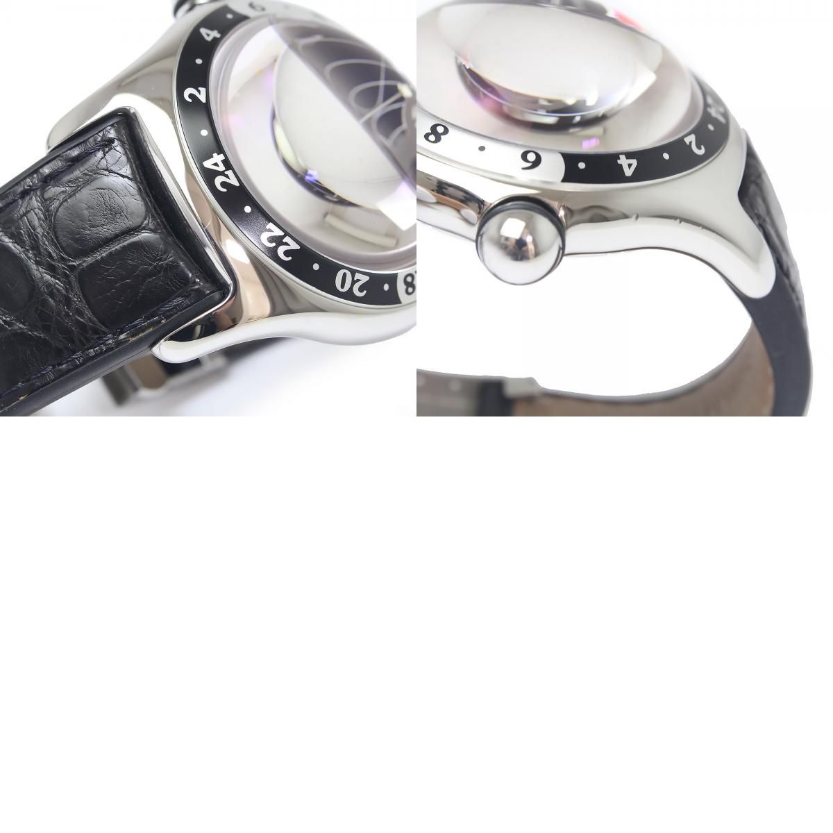 コルム バブル GMT 自動巻き 腕時計 型押しレザー ブラック 黒 シルバー 383.250.20 CORUM（美品）