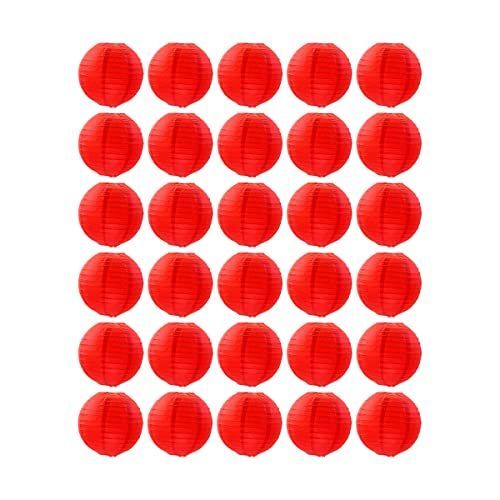 Lanito 紙提灯 お盆 提灯 ミニ 紙ちょうちん 赤い 直径10cm 30個