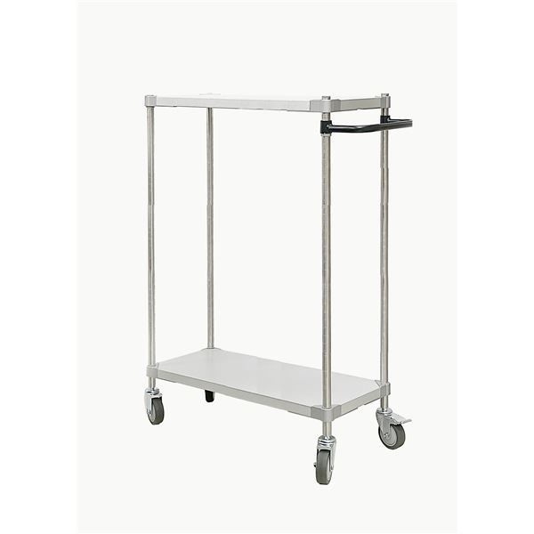 ガルバシェルフワゴン35×90cm 2段 ポール1200 取っ手付きBK ブラック 組立式