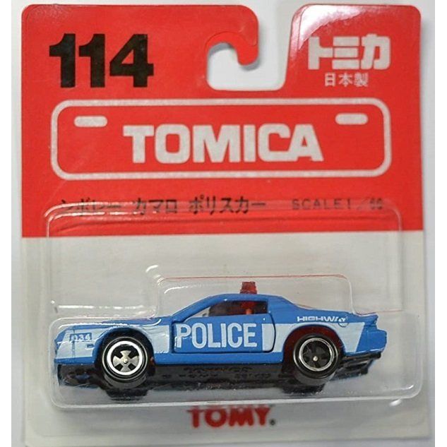 新品　トミカ　114　シボレー　カマロ　ポリスカー　1/66　日本製　赤TOMYロゴ　ブリスター 240001011449