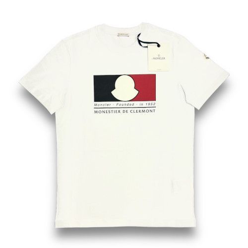 新品 MONCLER トリコ ロゴ プリント Tシャツ ホワイト モンクレール