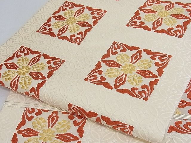 着物屋こころ■極上　俵屋　人間国宝　喜多川平朗 有職織物　九寸名古屋帯　花鳥文　逸品　ｊ1070 平和屋-こころ店□極上 俵屋 人間国宝 喜多川平朗 有職織物 九寸名古屋