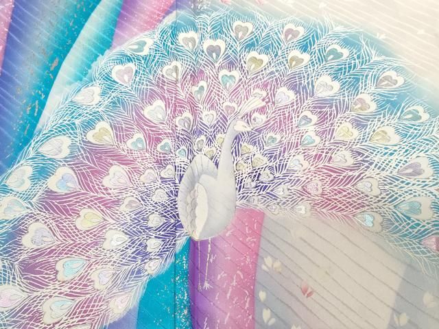 平和屋着物□写真家・秋山庄太郎 振袖 孔雀舞花文 暈し染め 金銀