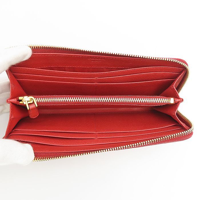 プラダ ロングウォレット L字ファスナー サフィアーノ レッド PRADA