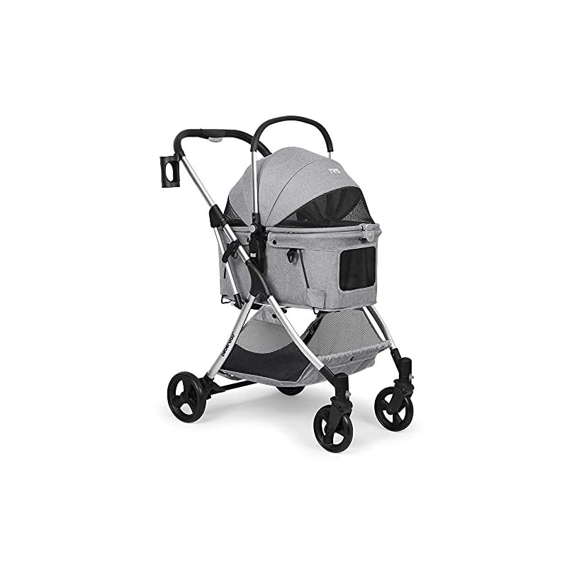 Beberoad R5 ペットカート 猫 カート分離型 折りたたみ 4輪 前輪360°回転 犬用バギー 犬用ベビーカー 多頭用 小型犬 中型犬 ペット キャリーカート いぬ用カートワンタッチ 折りたたみ 後輪ブレーキ付 多機能 散歩 外出便利 耐荷重12- 0