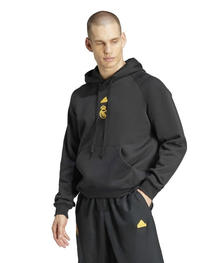 【新品・2営業日で発送】ADIDAS アディダス 33_レアル・マドリードLSフーディー (DLX48) 色 : BLK サイズ : J／XL 
