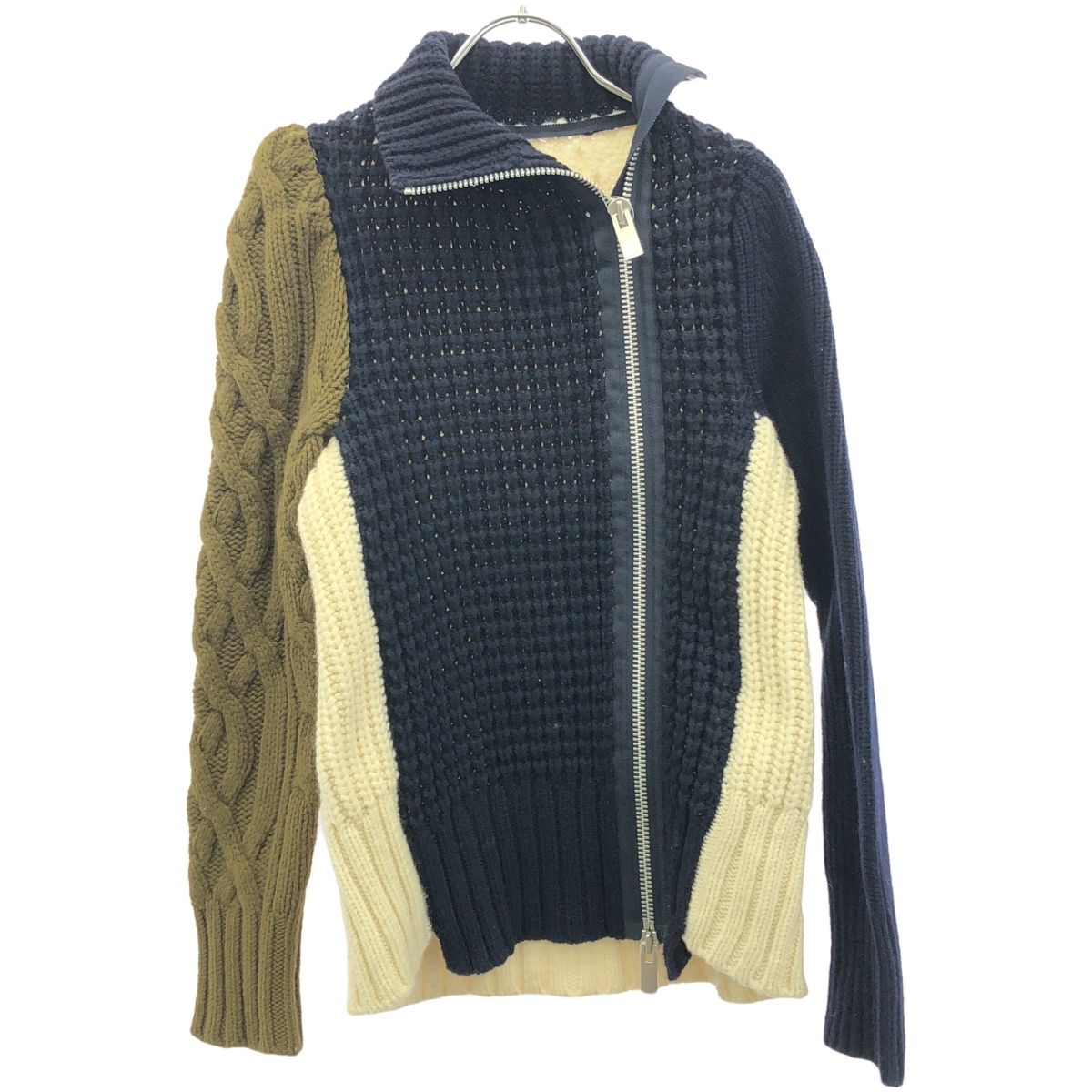 sacai サカイ 21AW ハイネックパネルジップアップニットカーディガン