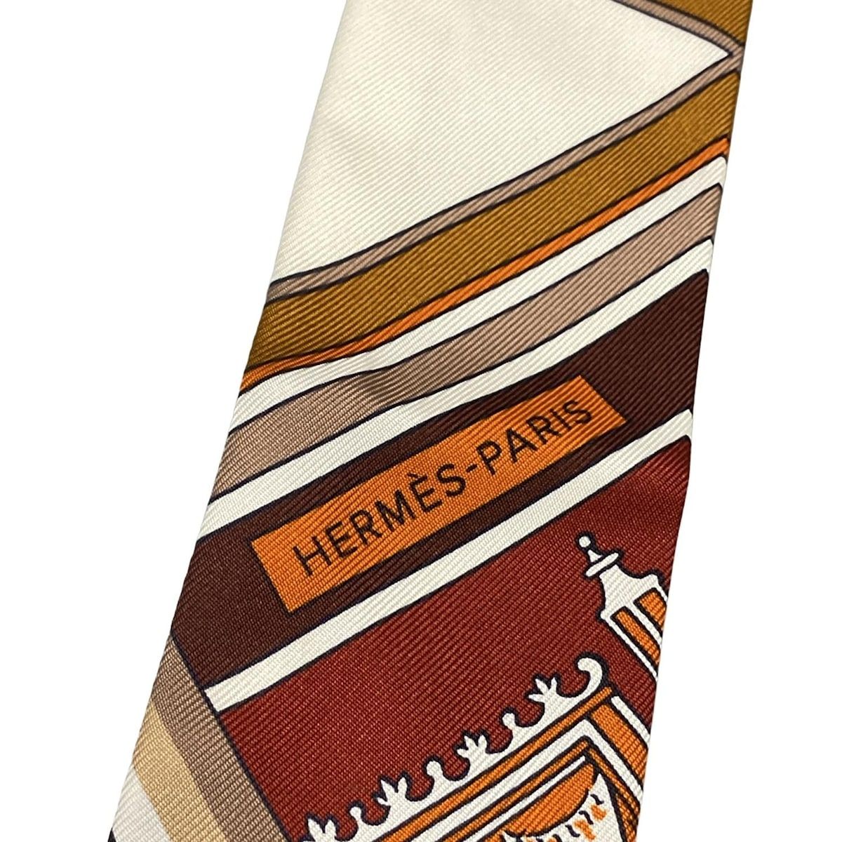 HERMES(エルメス) スカーフ ツイリー マロン×白×黒×マルチ