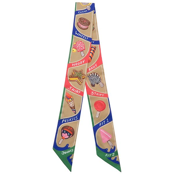 HERMES ツイリー ファニー・アイスクリーム スカーフ シルク ベージュ エルメス ツイリー Funny Ice Cream ファニー アイスクリーム