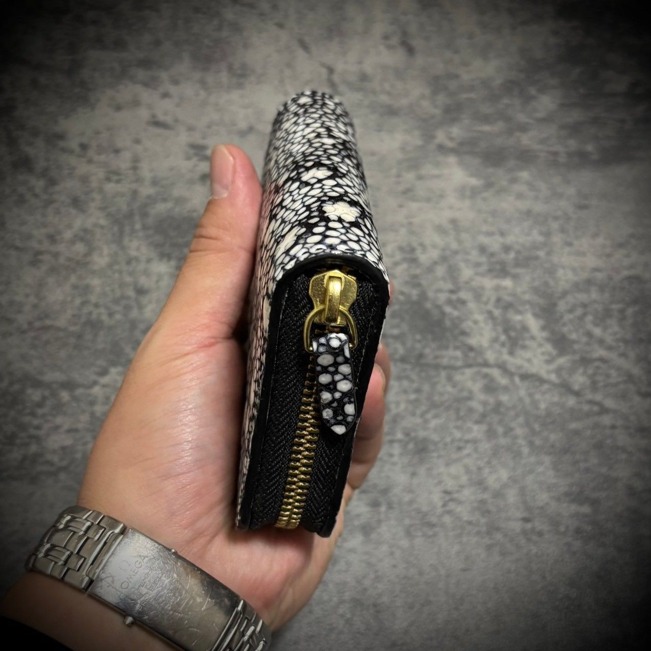 総手縫い スタースティングレイ ミニ財布 カイラギ エイ革 一枚革