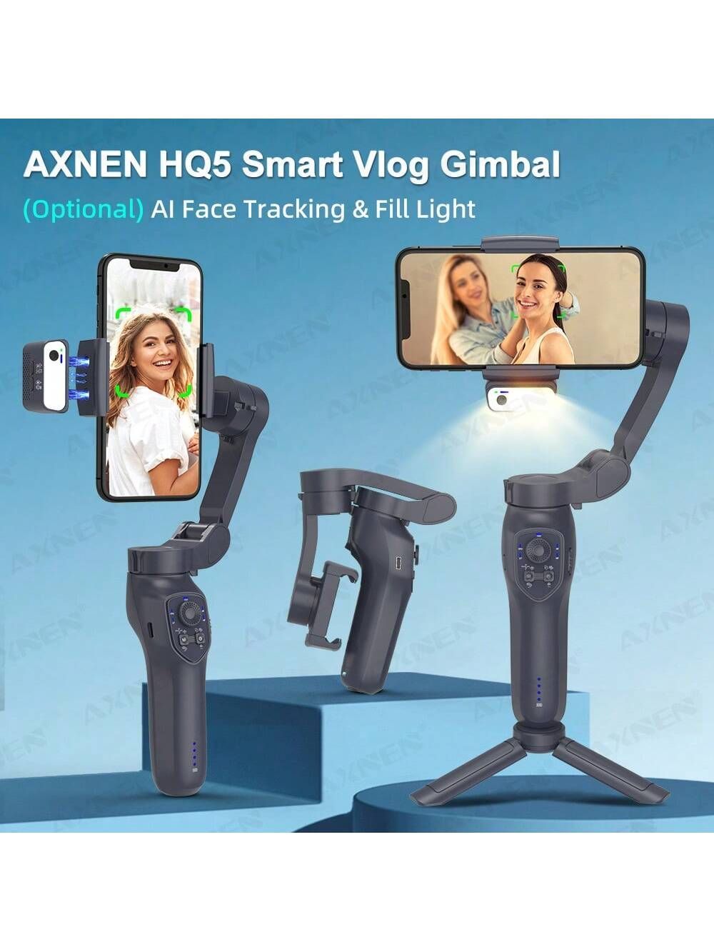 スマートフォン用 3軸ジンバル スタビライザー、ジェスチャーコントロール AXNEN スマートフォン用3軸ジンバル スタビライザージェスチャー