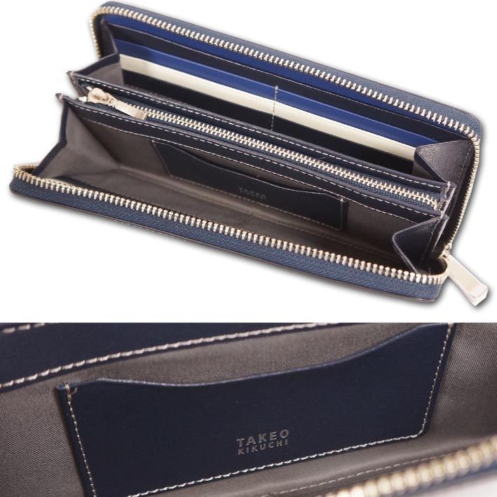 タケオキクチ TAKEO KIKUCHI 牛革 ラウンドファスナー 長財布