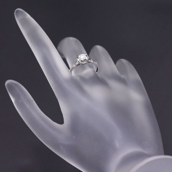 pt850 天然ダイヤモンドデザインリング Pt850 ダイヤモンド リング 0.35ct 陽刻ヴィンテージ - メルカリ
