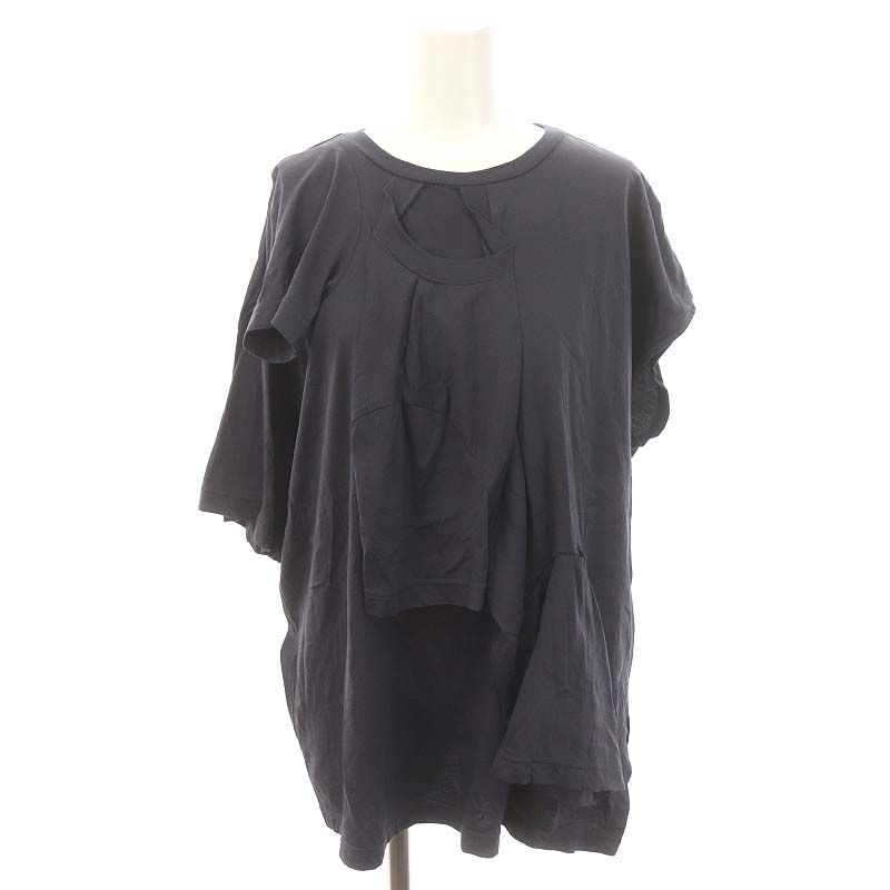 エンフォルド ENFOLD 24AW ROYAL ORGANIC RECONSTRUCTION T-SHIRT カットソー 変形 半袖 38 チャコール |MF OS