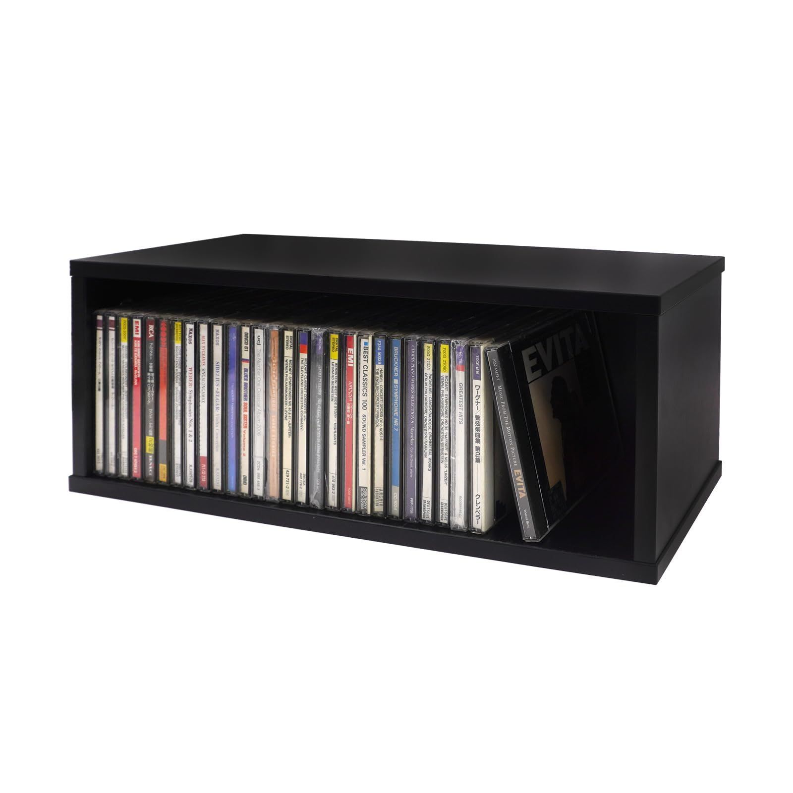 新着商品 CD収納棚 卓上 ショーケース棚 木製 35枚のCDを収容 収納ボックス 1段式 CD音楽収納ラック CDラック 組み立てが簡単だ