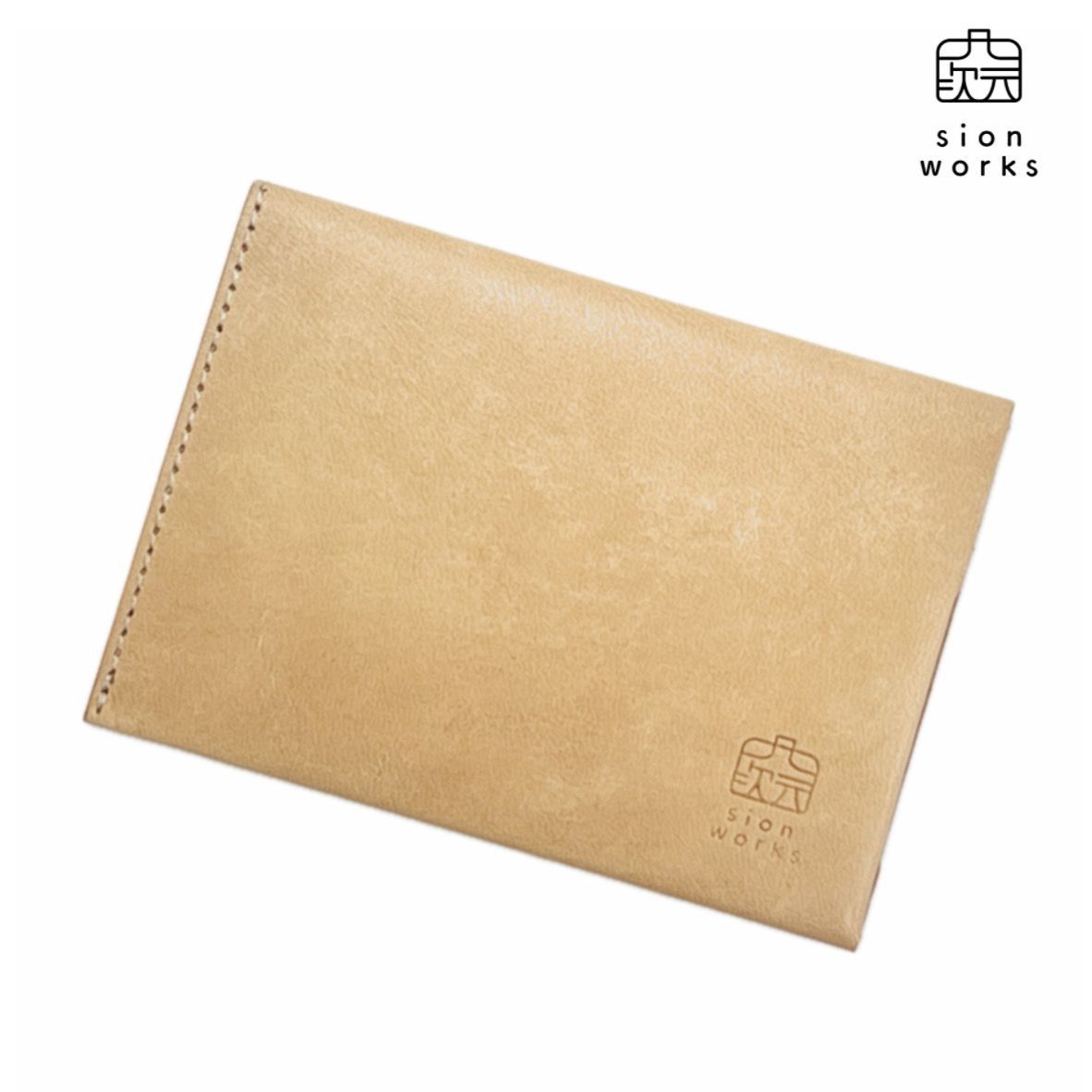 開けない名刺入れ SlideThumb30 イタリアンレザー ベージュ 薄型 名刺入れ 本革 白茶 beige