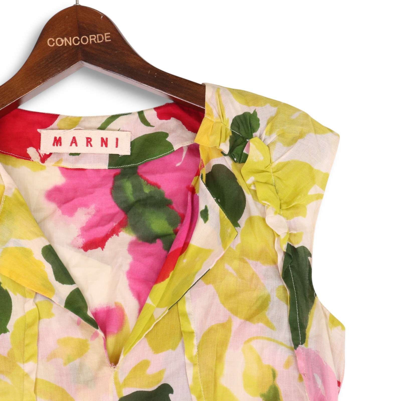 MARNI マルニ フリル ノースリーブ ワンピース イタリア製☆ MARNI マルニ 春夏 総柄♪ フリル デザイン