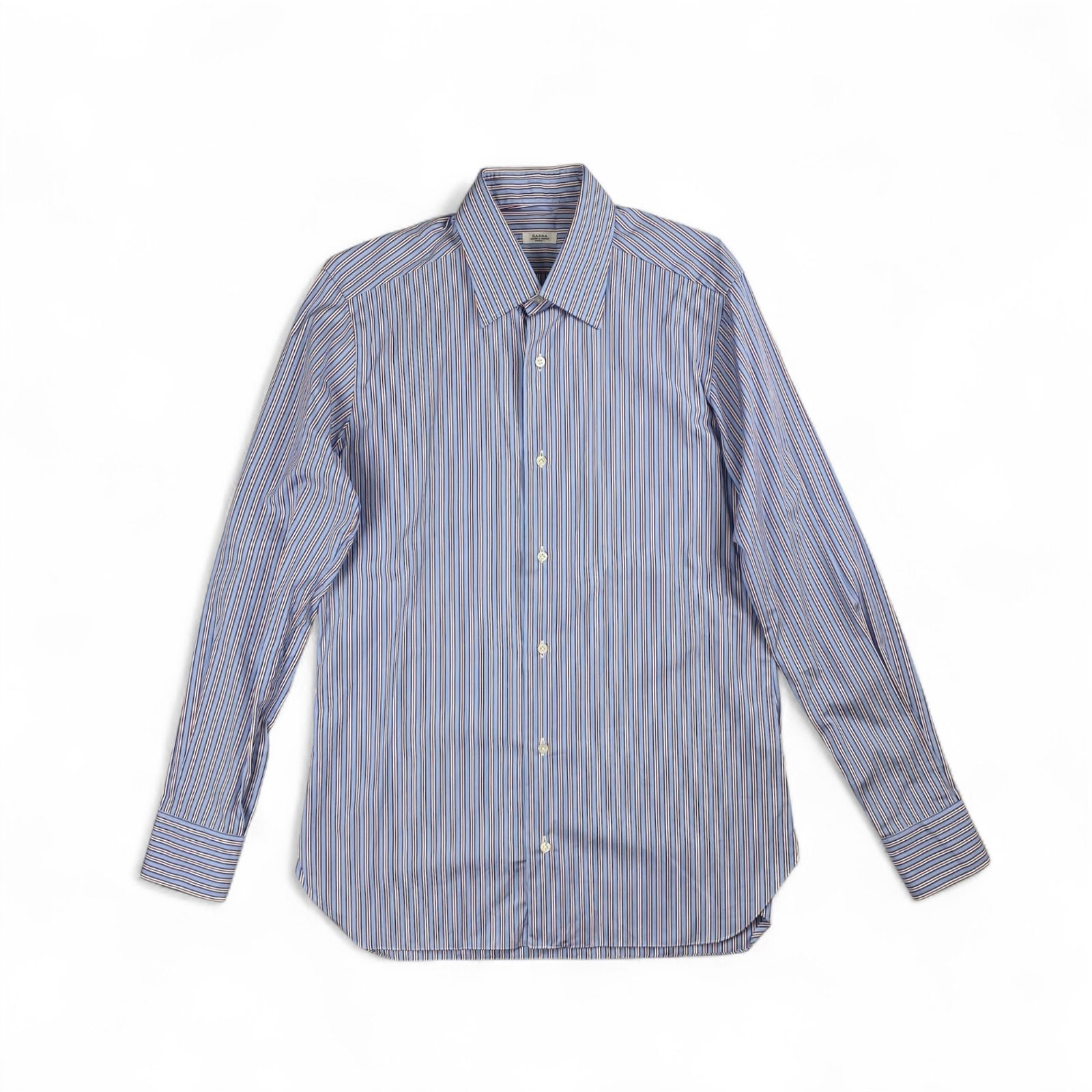 BARBA バルバ ワイドカラー コットン リネン シャツ 39 ライトグレー BARBA バルバ ドレスシャツ ネイビーストライプ 美品 BARBA バルバ コットン リネン ストライプ シャツ イタリア製