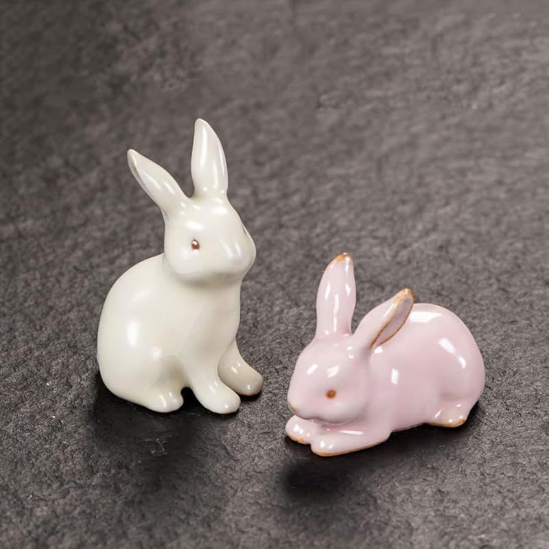 新品】 ミニかわいい ウサギ 干支 卯 うさぎ 置物 陶磁器 金運アップ