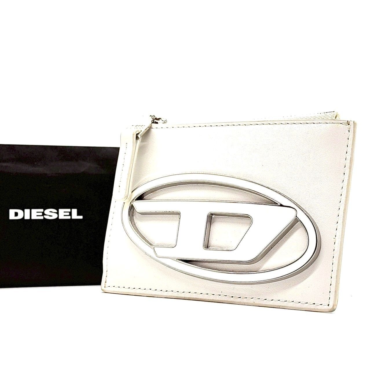 YH-0612.4-1】【1円～】DIESEL ディーゼル フラグメントケースコイン カードケース ラウンドファスナー デニム生地 箱付き 現状保管品  自由を楽しむスマート収納DIESEL ディーゼル 1DR フラグメントケース