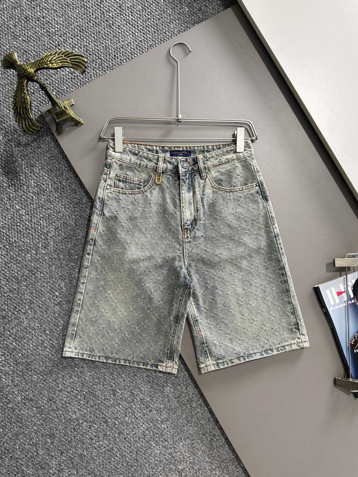 【LOUIS VUITTON】デニム　ショートパンツ　ドット　モノグラム　36黒 良品 国内正規品 LOUIS VUITTON ルイ・ヴィトン モノグラム