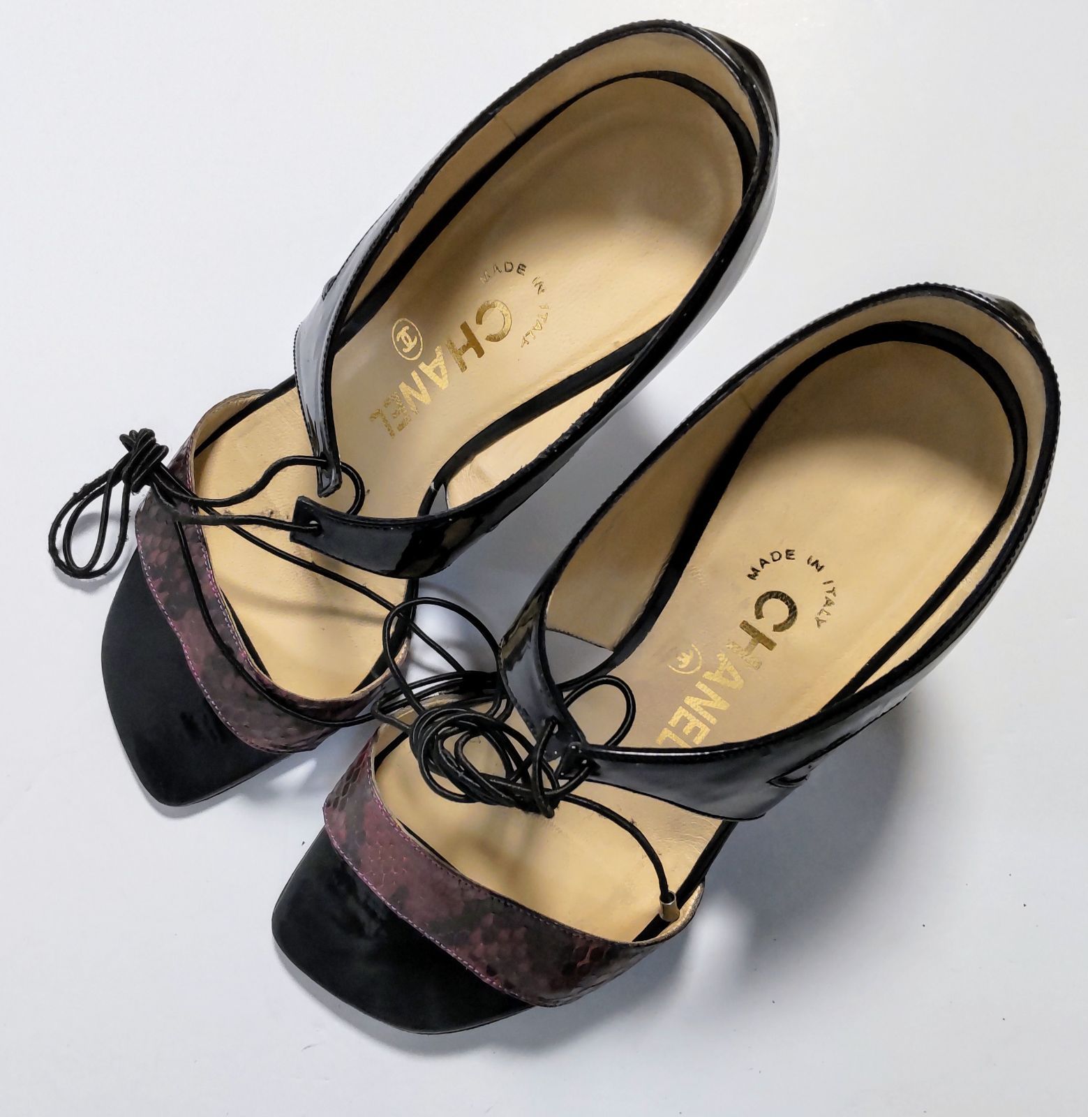 USED中古品】 CHANEL シャネル ヒール パンプス 靴 紐ストラップ 