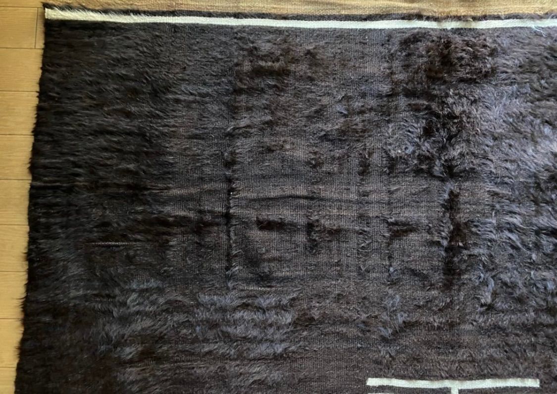 アンティークシイルトバッタニイェ大判139×176/茶と黒の