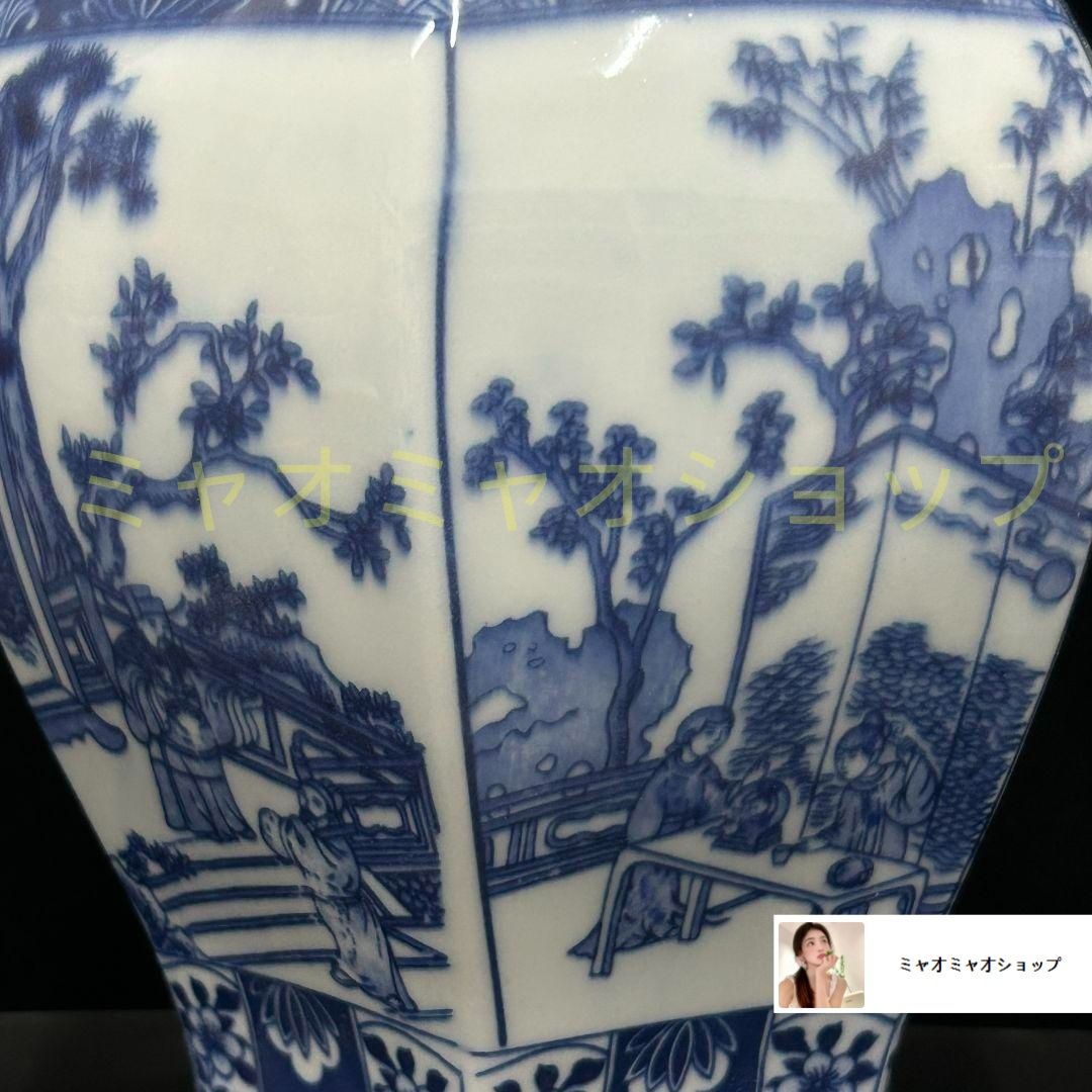 清乾隆青花花?六方将?罐 景徳鎮 陶磁器 装飾品 現代工芸品 美術