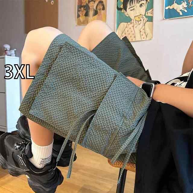 [3XL]メンズ  服  シンプル ファッション オシャレ 大人 かっこいい 大きいサイズ ストリート 紳士服 バブル チェック 速乾 カーゴパンツ 夏 薄手 アメリカン ハーフ パンツ ゆったり ビッグ ポケット カジュアル
