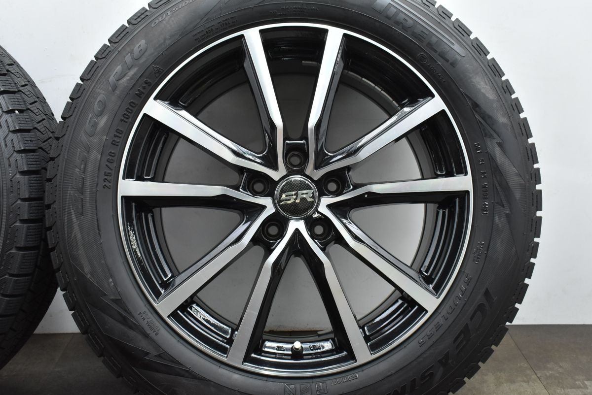 バリ溝】エルベ Vスポーク 18in 7.5J +48 PCD114.3 ピレリ アイス