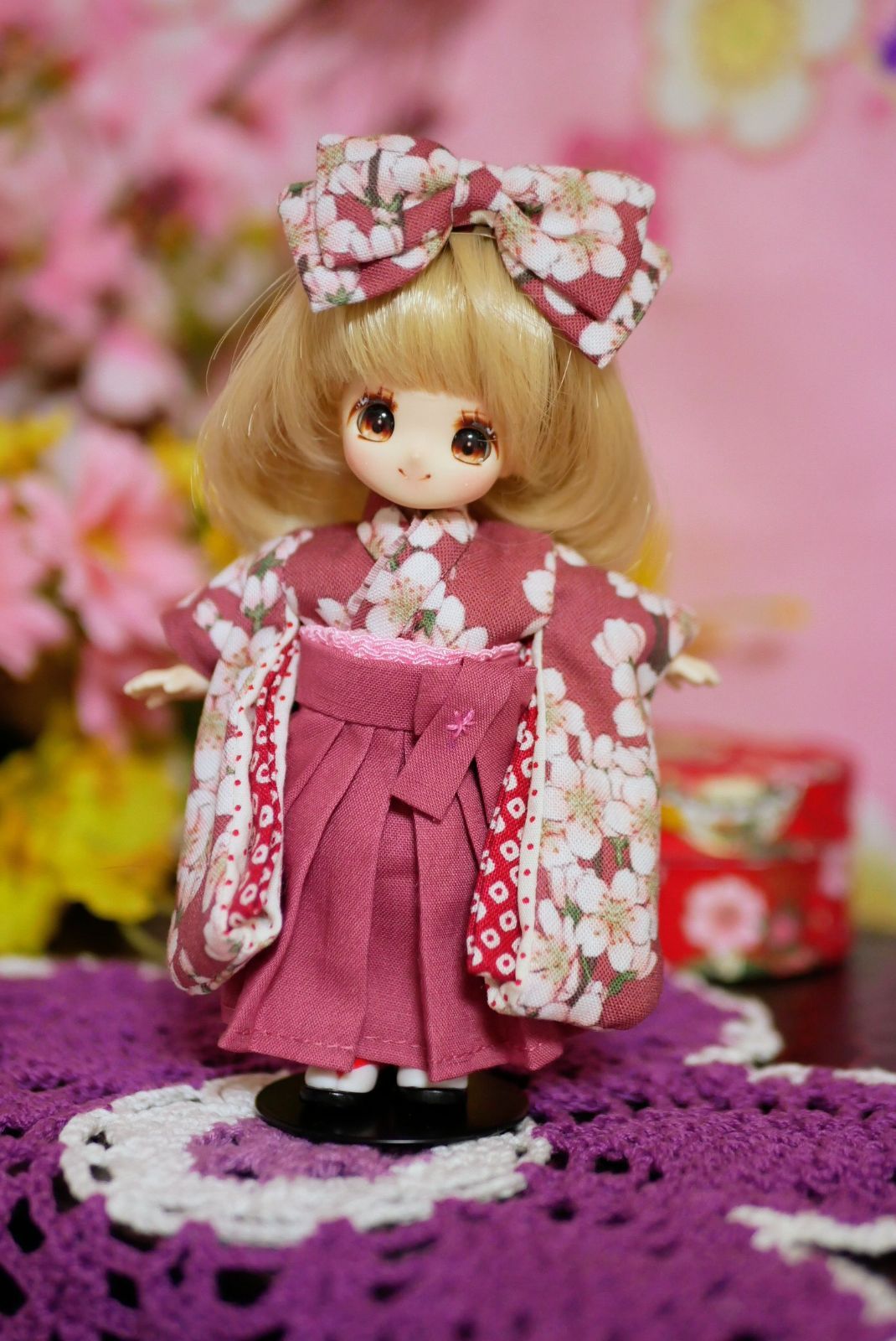 ローズ♡ぴんくねこ】 双子ちゃん おすわりぬい服 15～16cm 【♡-あ