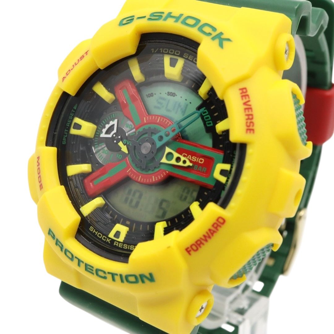 ♥級|電池交換済 カシオ G-SHOCK GA-110RF ラスタファリアン 腕時計 メンズ アナデジ イエロー グリーン レッド ラスタカラー 20気圧防水 耐磁 JIS1種 耐衝撃構造 ストリート カジュアル ビッグケース クリーニング済み G5