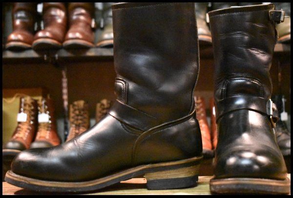 9D PT91刺繍 レッドウィング 2268 エンジニア 黒 ブラッククローム スチールトゥ プルオン ブーツ redwing HOPESMORE FI481