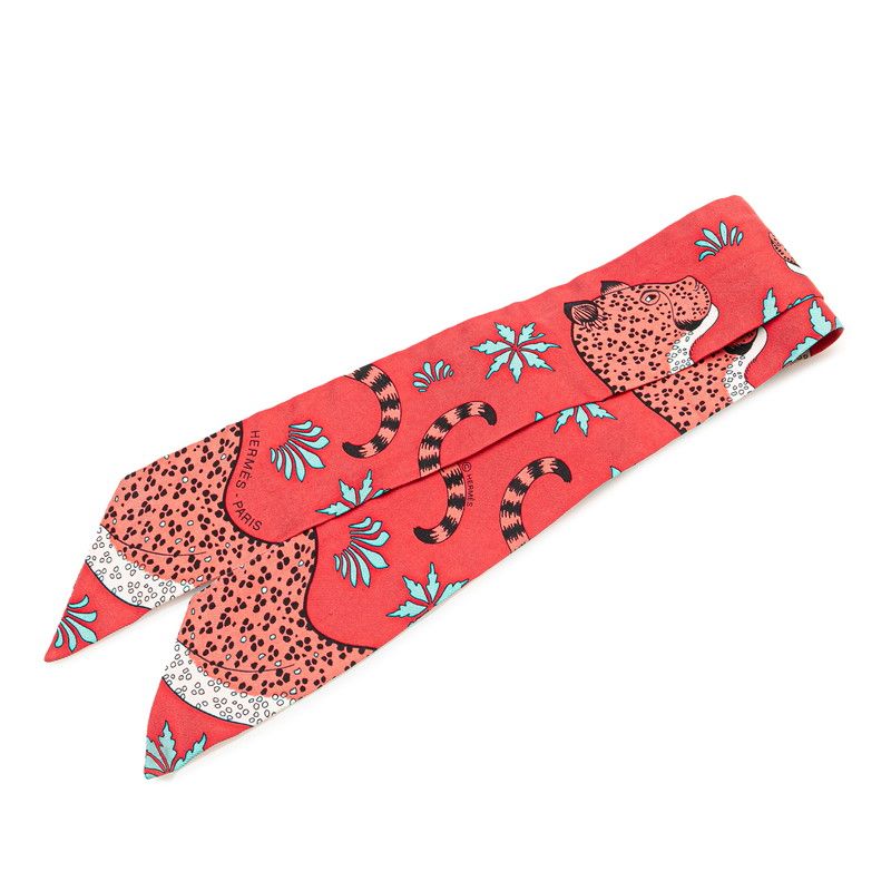 エルメス ツイリー LES LEOPARDS ヒョウ スカーフ シルク レディース