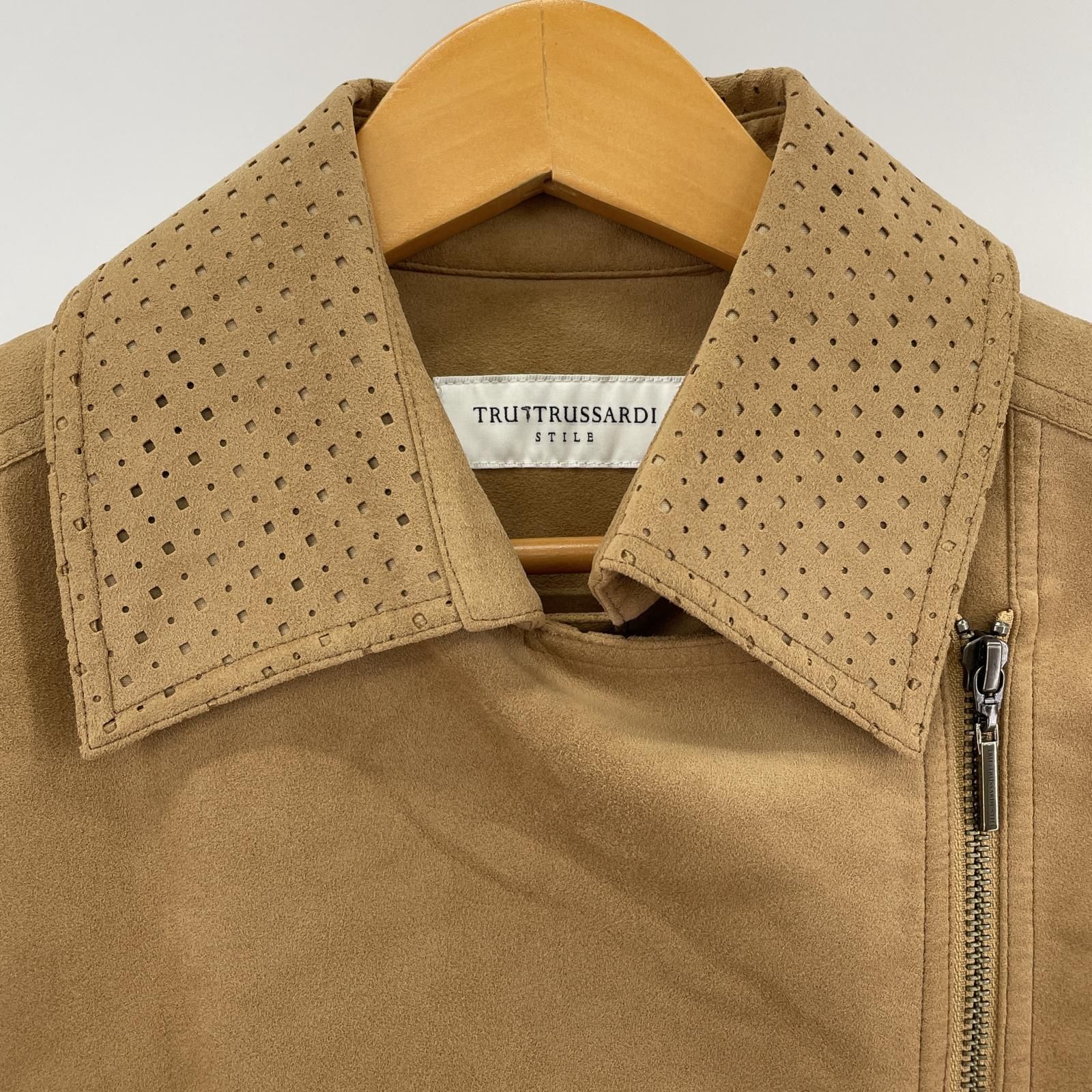 TRUSSARDI トラサルディ フェイクスエードライダースジャケット size38 