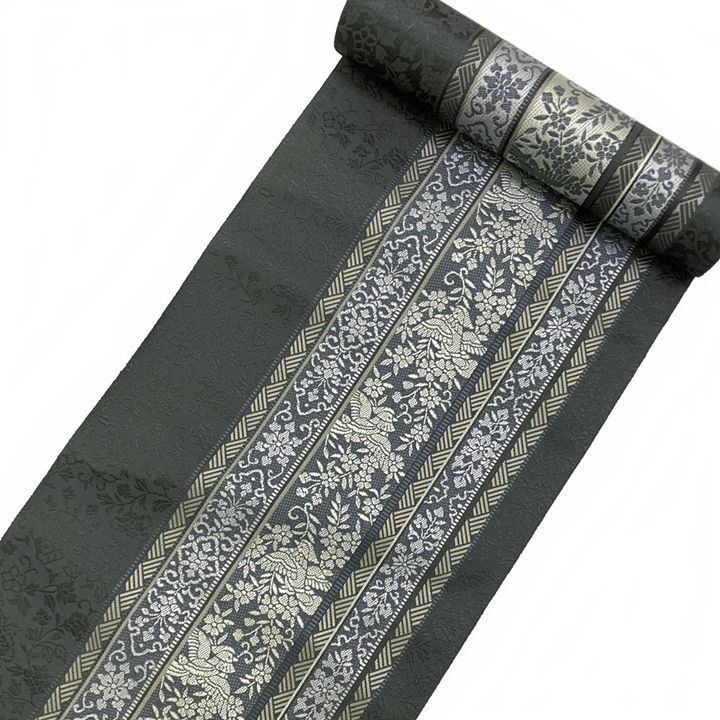 新品　未仕立て品　博多織　八寸帯　間道　森博多織　正絹　日本製　名古屋帯 博多織 八寸帯 間道 森博多織 正絹 日本製 未仕立て 名古屋帯