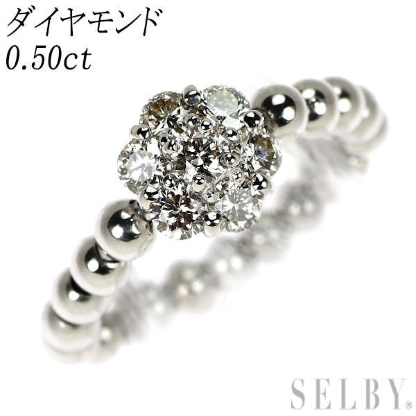 Pt950 ダイヤモンド リング 0.50ct フラワー 伸縮式 - メルカリ