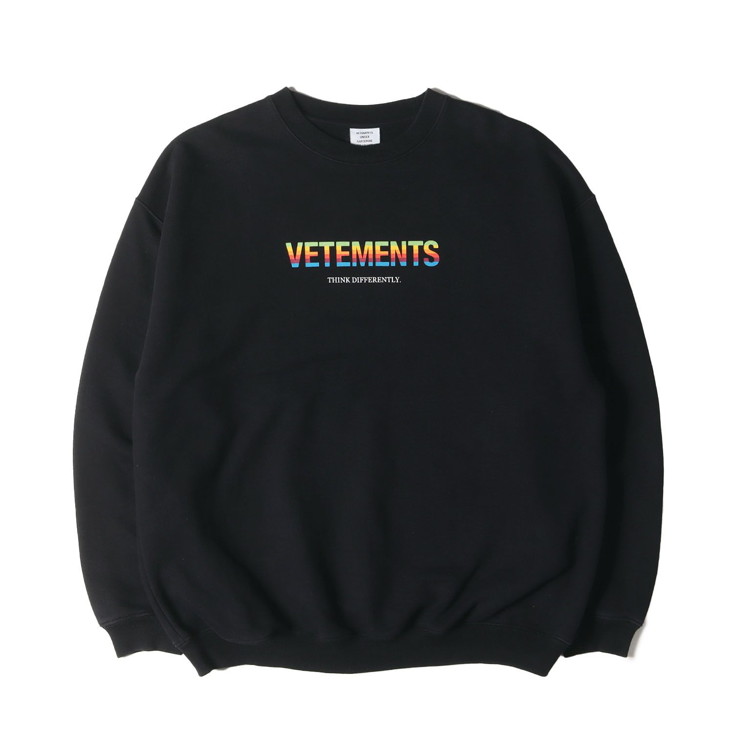 VETEMENTS ヴェトモン スウェット サイズ:L 21SS レインボーロゴ オーバーサイズ ヘビーウェイト スウェットシャツ ブラック 黒  トップス トレーナー【メンズ】 - メルカリ