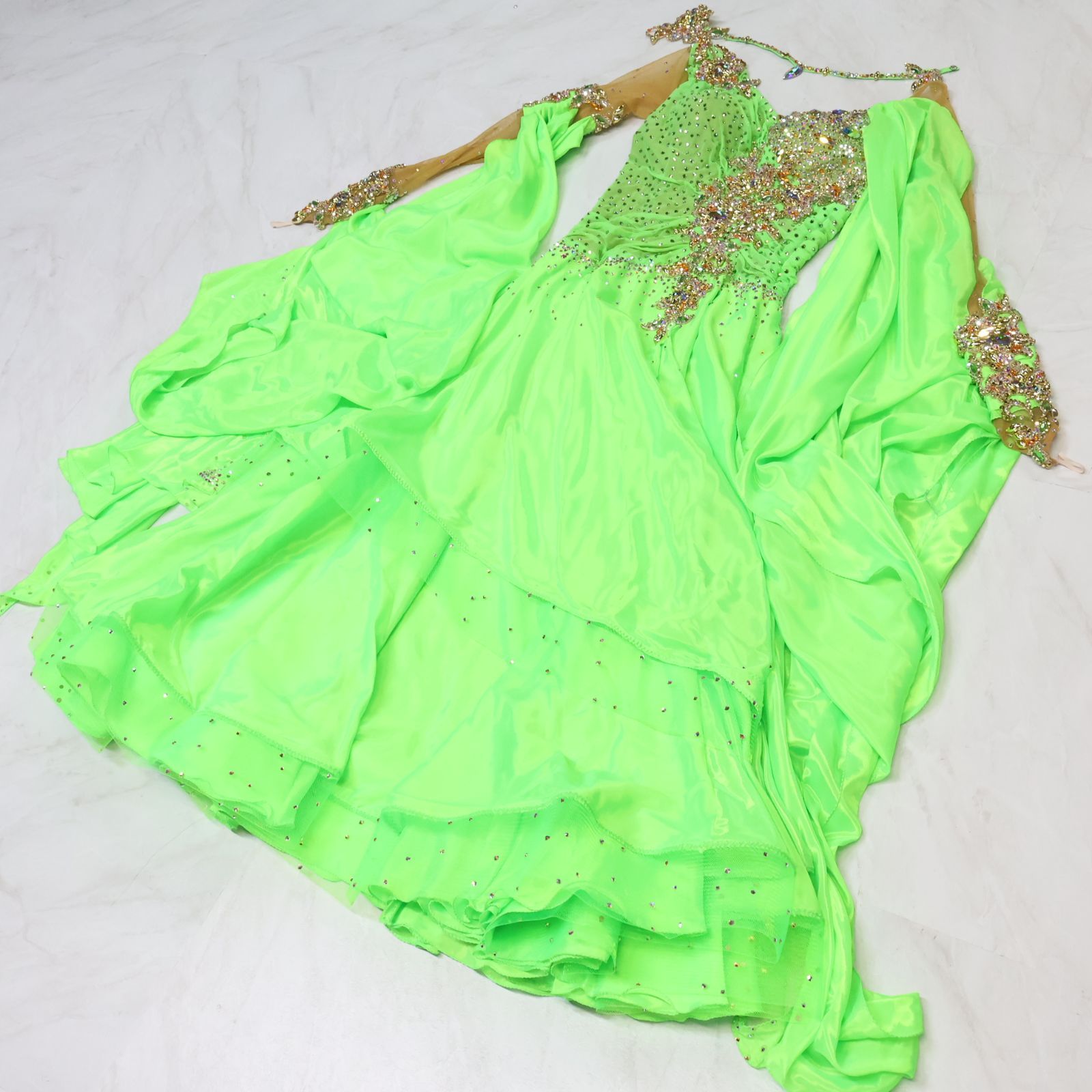 タカダンス 蛍光グリーン社交ダンスドレス 社交ダンスドレス