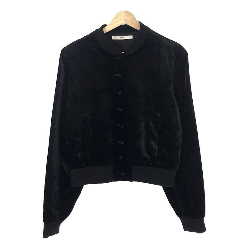 pelleq / ぺレック | Velvet wrap button blouson / ベルベット ブルゾン ジャケット / 総裏地 | 34 | レディース