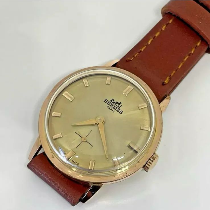 ヴィンテージ エルメスHERMES ゴールド文字盤 手巻き ユニ