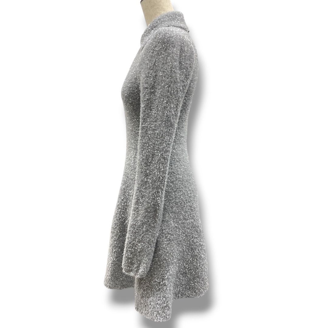 Bibiy. ビビィ LISA KNIT DRESS ニット ドレス ミニワンピース ハーフジップ フ キラキラ B31-OP073SLF 灰色 グレー シルバー フリーサイズ レディース 冬 ゴーゴー古着マルイ北千住店 23 No.905