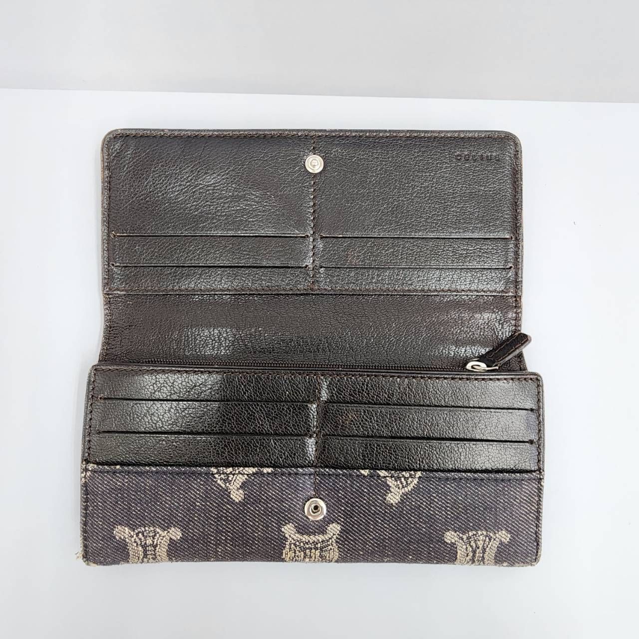 セリーヌデニム財布 CELINE セリーヌ 三つ折り財布 マカダム デニム ブラック メンズ