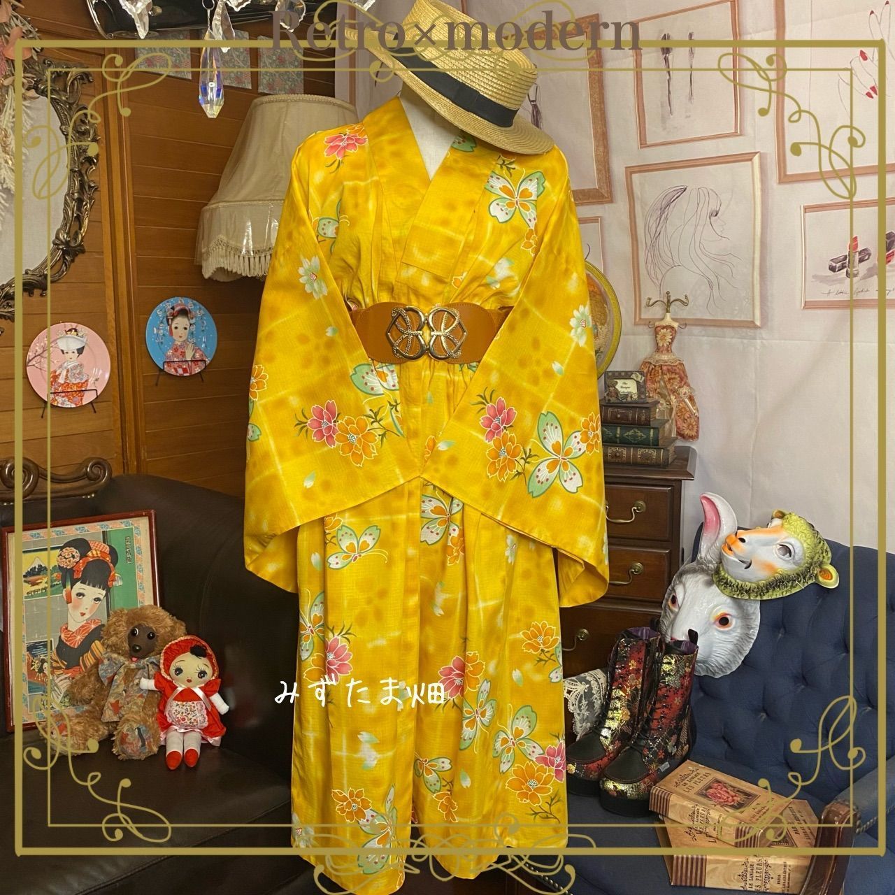 アジア風デザインのロングドレス浴衣リメイクワンピース fit=scale-down,w=1200