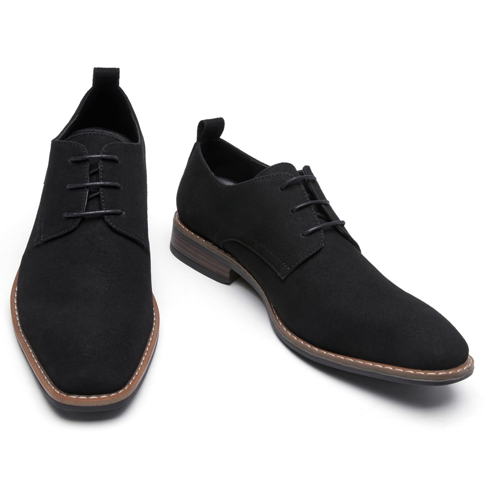 【在庫セール】カジュアルシューズ スエード ビジネスシューズ メンズシューズ 革靴 メンズ 高級レザー レースアップシューズ 軽量 フォーマル 通勤用 [フォクスセンス] ブラック 25.5cm 32-01