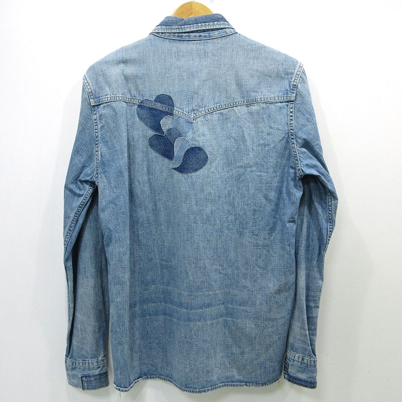 三重本店 REMI RELIEF レミレリーフ デニムシャツ スカルスタッズ インディゴ サイズ XL 104