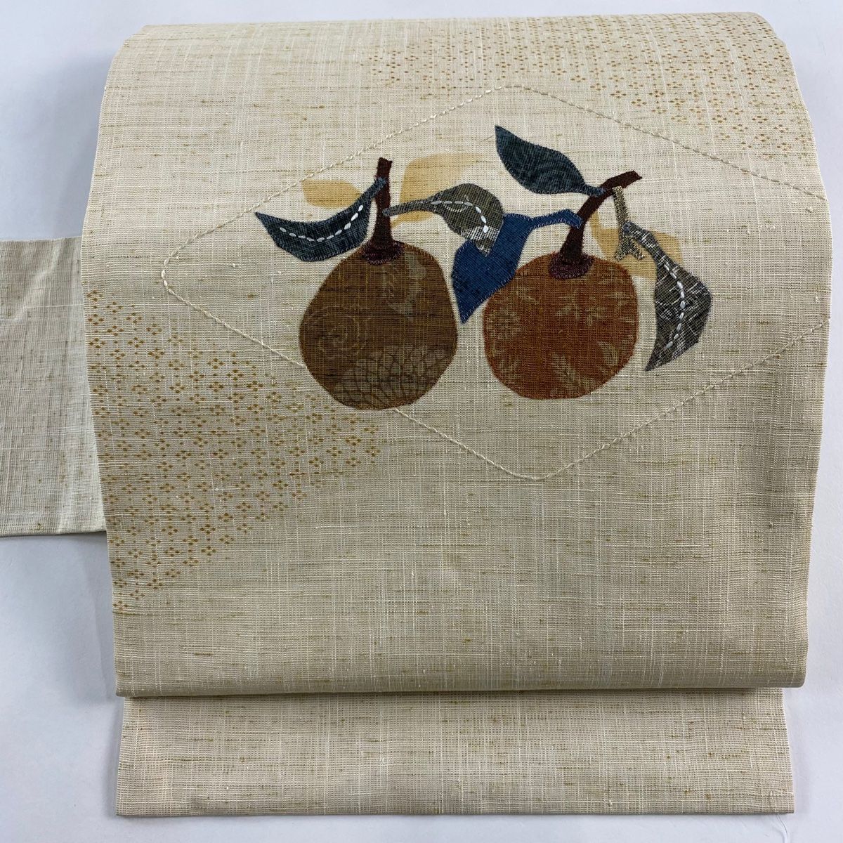 名古屋帯 秀品 紬地 生り物 ベージュ 正絹