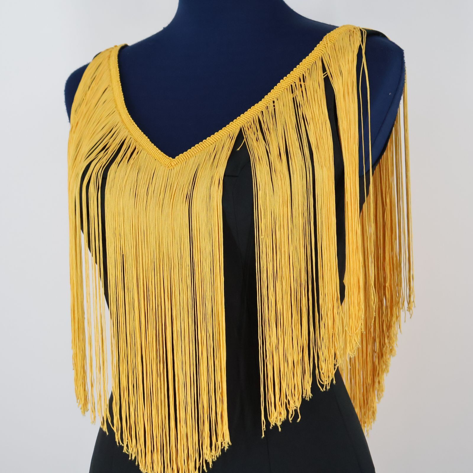 【日本製 フラメンコ衣装】イエロー×豪華ボランテ naja ワンピース ドレス ROP-86-2】黒地大水玉ギザギザボランテワンピース - フラメンコドレス