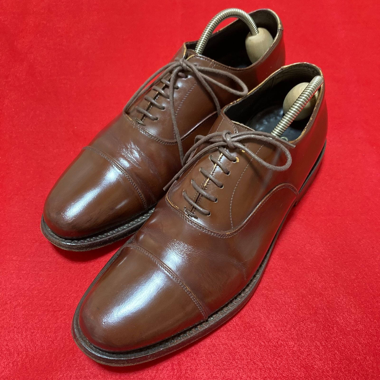 グッチ GUCCI 靴 24.5cm 茶 ストレートチップ ビジネスシューズ 内羽根 