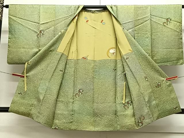 平和屋着物#本加賀友禅作家 柿本市郎 道行コート 寿光織 加賀吉祥 花丸文 金糸 反端付き 正絹 CAAX7869ua